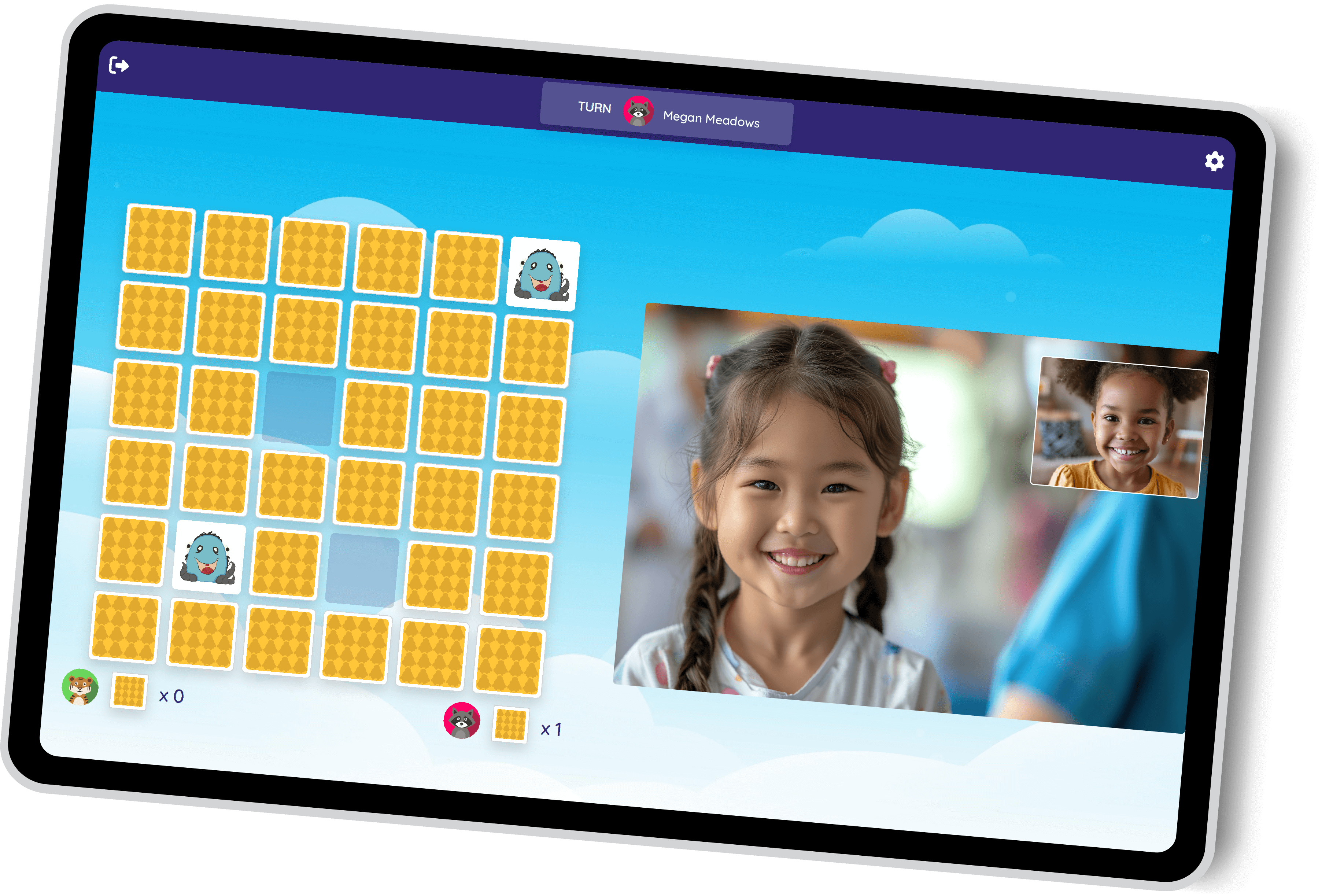 Young girl patient playing pairs with a friend